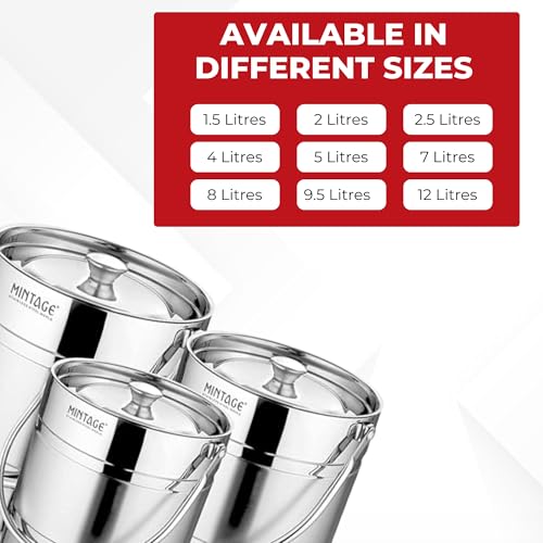 Mintage Milk Barni 1.5+2+2.5 litres Set of 3 | Milk Can/Oil Can | Heavy Body Milk Pot Ghee Container | Steel Barni Oil Pot with Lid | Milk Storage Milk Dolchi - Image 3