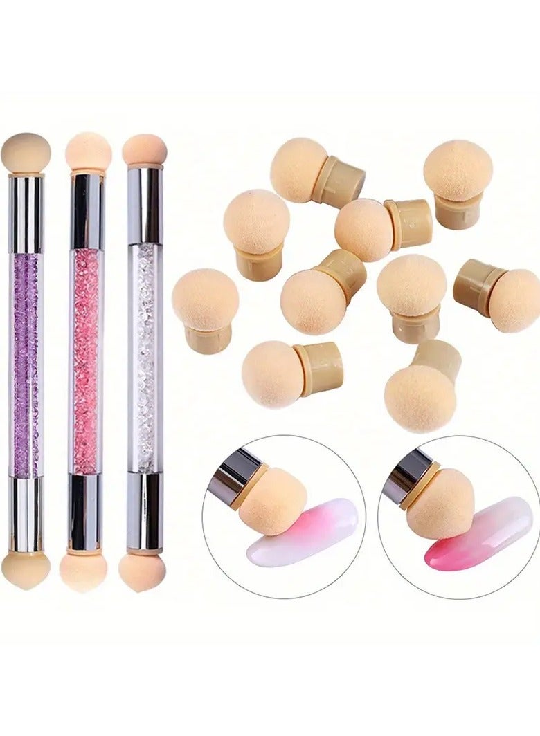 Rozino 3 PCS 4-Headed Dual-ended Nail Art Pen - Seamless Gradient Effects, Washable & Reusable DIY Kit for Polish & Gel, Perfect for Artistic Beginners & Pros - Image 1