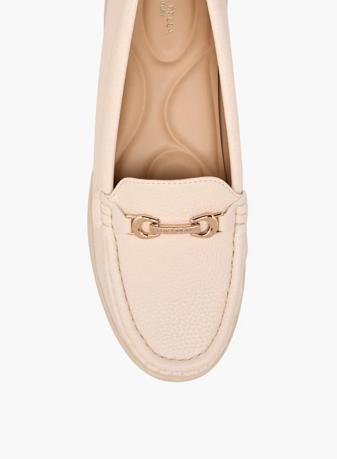 Flora Bella By Shoexpress Metal Accent Loafers with Wedge Heels