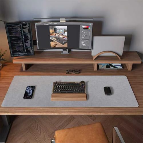 DawnTrees Felt Desk Pad,Keyboard Mat (35.8x11.8Inches),Large Felt Mouse Pad,Computer Desk Mat XL,Desk Protector for Office (Light Gray) - Image 3