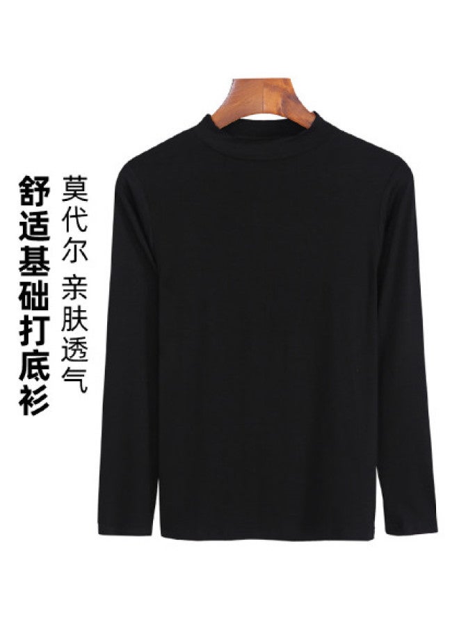 Goso Women'S Base Layer Shirt, High-End Feel Can Be Worn Alone, Simple Solid Color Long Sleeve, Stylish Round Neck For Spring And Autumn - Image 1
