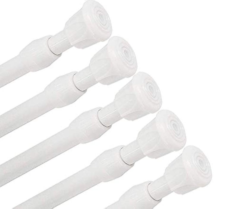 Goodtou 5 Pack Spring Tension Rods for Windows 28 to 48 Inch Adjustable White Tension Curtain Rods No Drilling Small Spring Loaded Curtain Rods for Closet Cupboard Bar