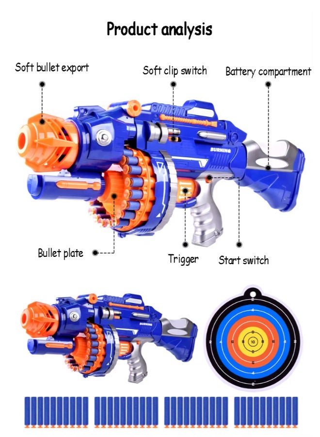 Battery‑Operated Sponge Bullet Toy Pistol – 6 × AA, Automatic Burst Fire - Image 3