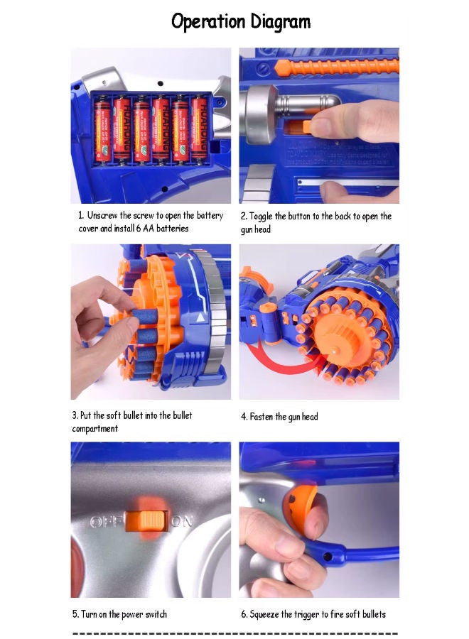 Battery‑Operated Sponge Bullet Toy Pistol – 6 × AA, Automatic Burst Fire - Image 4