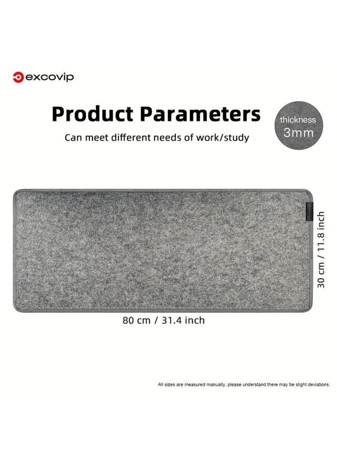 EXCOVIP Premium Felt Desk Mat 80x30cm Dark Grey Non Slip Rubber Base Durable Edge Protection - Image 1
