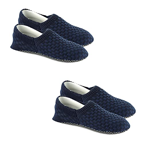 Footmate Lightweight Anti-Skid House Shoes, Anti Slip/Skid Rubber Grip Casual House Slipper Socks, Low Cut Socks for Home, Office, Living Room, Bedroom – NAVY, Size - XXL (28 cm) (2 Pair Pack) - Image 1