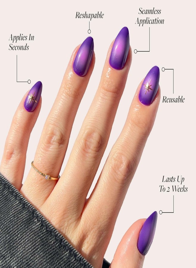 Glamnetic Press On Nails - Tarot | Glossy, Opaque, Short Almond Purple Nails, Salon Quality | 15 Sizes - 30 Nail Kit with Glue - Image 3