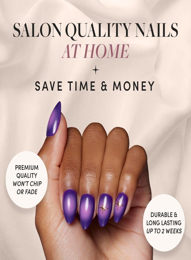 Glamnetic Press On Nails - Tarot | Glossy, Opaque, Short Almond Purple Nails, Salon Quality | 15 Sizes - 30 Nail Kit with Glue - Image 2