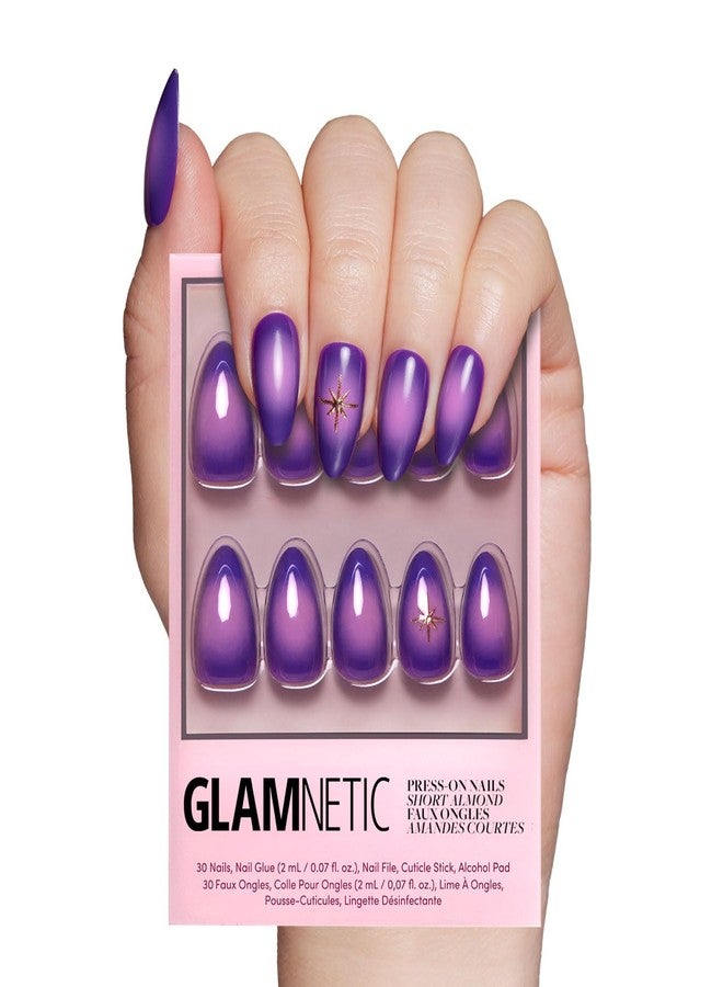 Glamnetic Press On Nails - Tarot | Glossy, Opaque, Short Almond Purple Nails, Salon Quality | 15 Sizes - 30 Nail Kit with Glue - Image 1