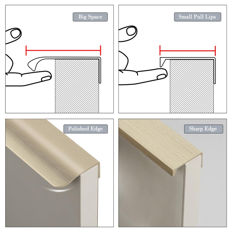 Jooja 10 Pack Modern Style Finger Edge Pull Furniture Drawerhandles Hidden Cabinet Kitchen Drawer Handles Knobs Gold 80Mm - Image 3