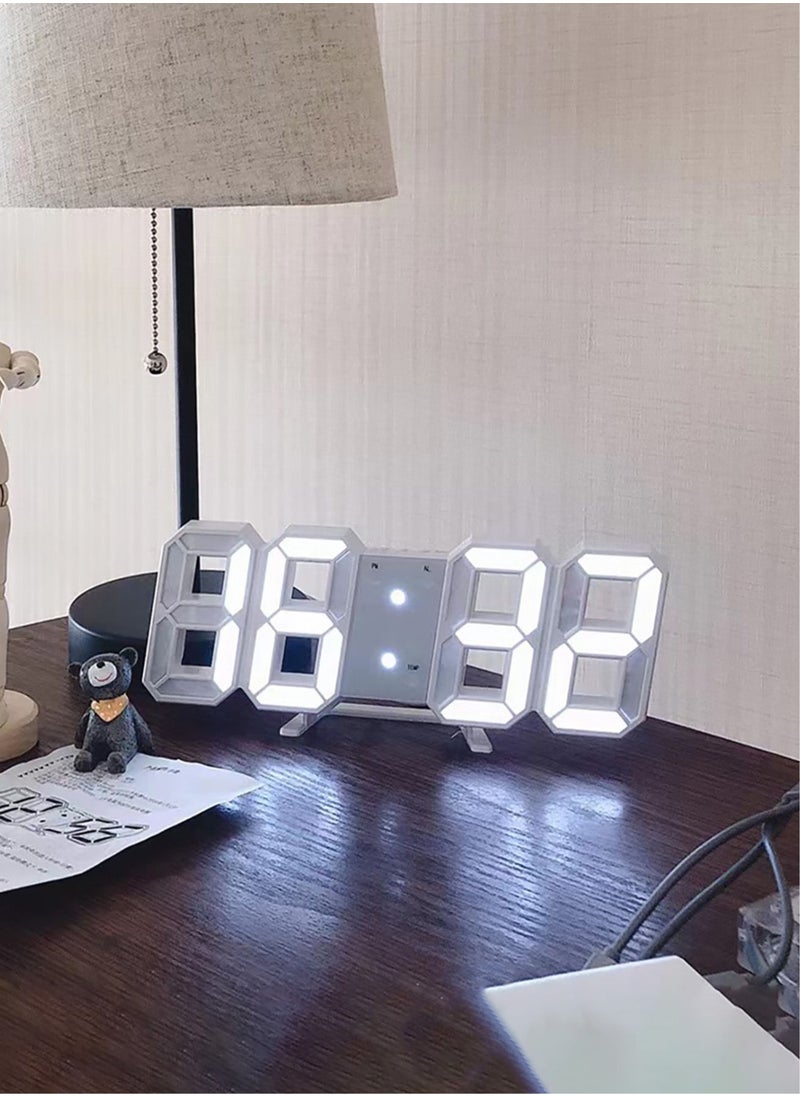 ماركة غير محددة - ساعة LED رقمية عصرية تعرض التاريخ والوقت ودرجة الحرارة - تعمل بالطاقة عبر USB، سطوع قابل للتعديل، وضع ليلي، 3 منبهات - مثالية لديكور المنزل والمكتب وغرفة النوم - Image 1