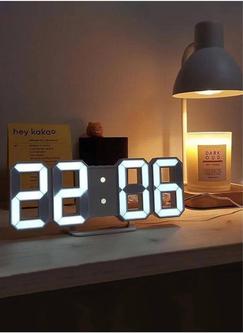 ماركة غير محددة - ساعة LED رقمية عصرية تعرض التاريخ والوقت ودرجة الحرارة - تعمل بالطاقة عبر USB، سطوع قابل للتعديل، وضع ليلي، 3 منبهات - مثالية لديكور المنزل والمكتب وغرفة النوم - Image 1