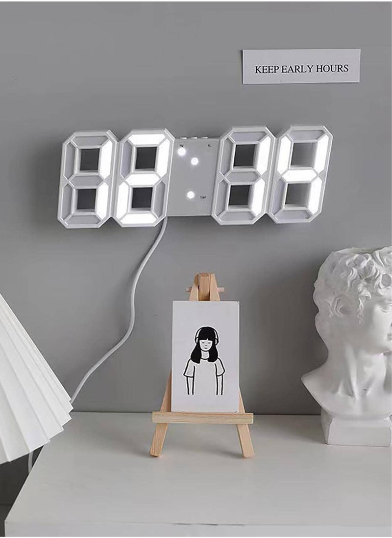 ماركة غير محددة - ساعة LED رقمية عصرية تعرض التاريخ والوقت ودرجة الحرارة - تعمل بالطاقة عبر USB، سطوع قابل للتعديل، وضع ليلي، 3 منبهات - مثالية لديكور المنزل والمكتب وغرفة النوم - Image 1