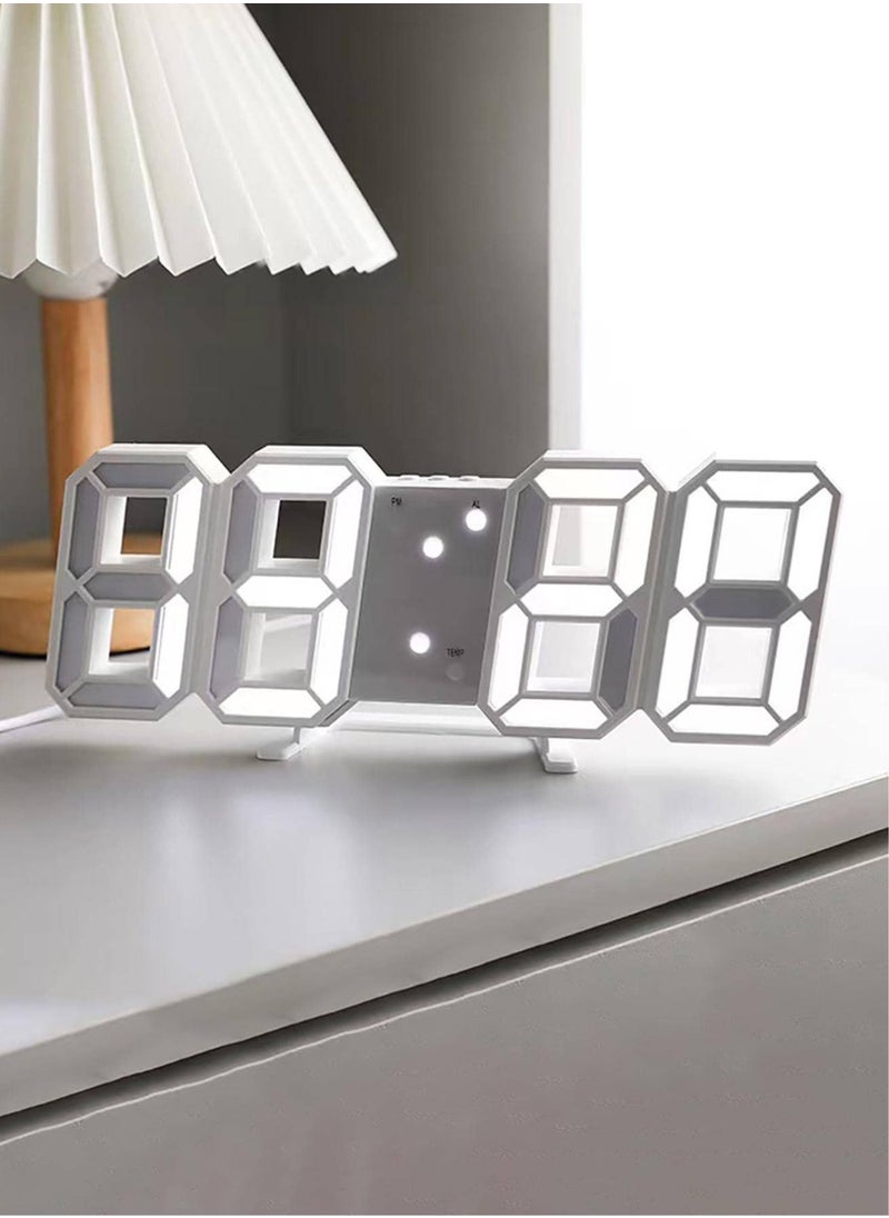 ماركة غير محددة - ساعة LED رقمية عصرية تعرض التاريخ والوقت ودرجة الحرارة - تعمل بالطاقة عبر USB، سطوع قابل للتعديل، وضع ليلي، 3 منبهات - مثالية لديكور المنزل والمكتب وغرفة النوم - Image 1