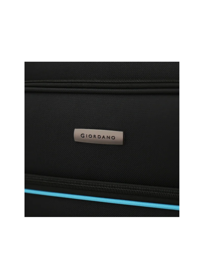 GIORDANO Softside Luggage Spinner Trolley Bag 3 Pieces Set,Black (S-20",M-24",L-28")