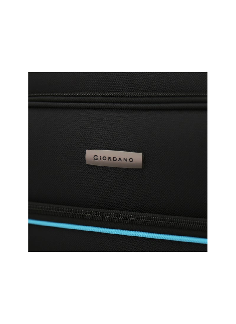 GIORDANO - Softside Luggage Spinner Trolley Bag 3 Pieces Set,Black (S-20",M-24",L-28") - Image 1