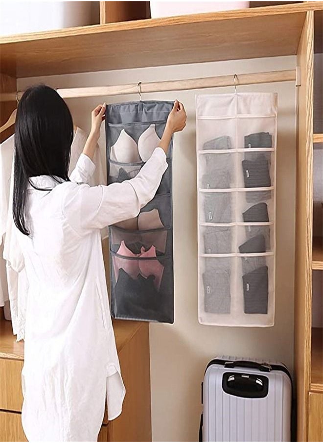 Goolsky Non-woven Detachable Closet Bags Organizer Handbags Hanging Shelf Collapsible Clothing Accessories Storage Holder-Grey