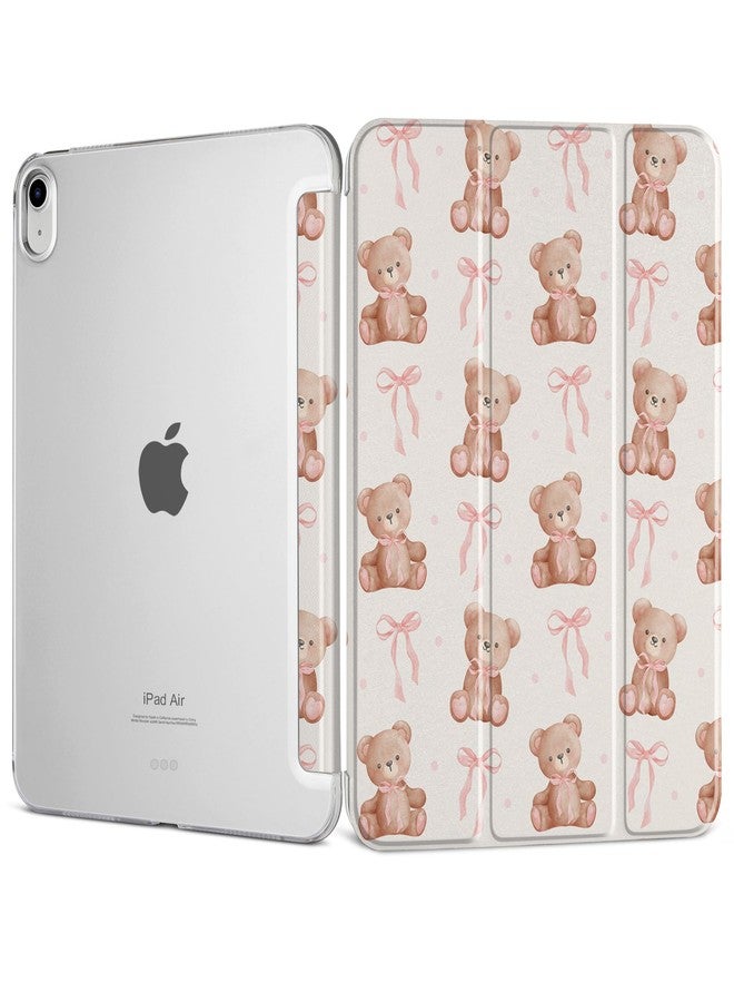 DONGKE غطاء DONGKE الذكي لجهاز iPad Air مقاس 11 بوصة (M3 2025، M2 2024)، وiPad Air الجيل الخامس (2022) / الجيل الرابع (2020) مقاس 10.9 بوصة، نحيف وقابل للطي، مع غطاء خلفي شفاف من البولي كربونات الصلب - [تشغيل/إيقاف تلقائي] - تصميم دب مزين بفيونكات - Image 1