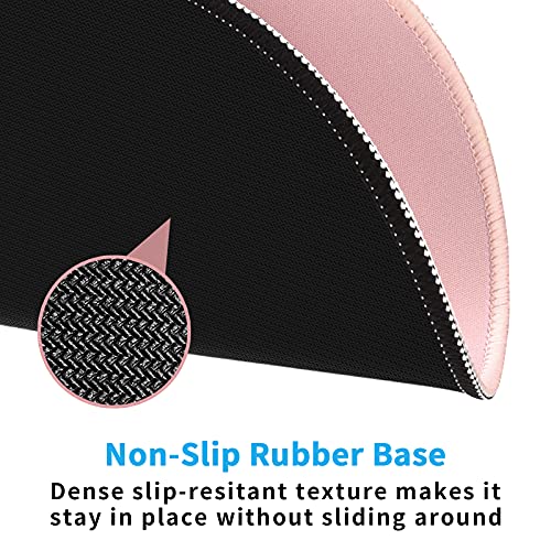 Dapesuom Round Mouse Pad, 8.7 x 8.7 Inch Premium-Textured Washable Non-Slip Rubber Base Cute Small Mouse Mat with Stitched Edge for Men Women Wireless Computer Laptop Gaming Desk Accessories, Pink - Image 3