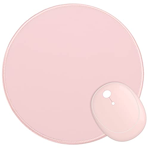 Dapesuom Round Mouse Pad, 8.7 x 8.7 Inch Premium-Textured Washable Non-Slip Rubber Base Cute Small Mouse Mat with Stitched Edge for Men Women Wireless Computer Laptop Gaming Desk Accessories, Pink - Image 1