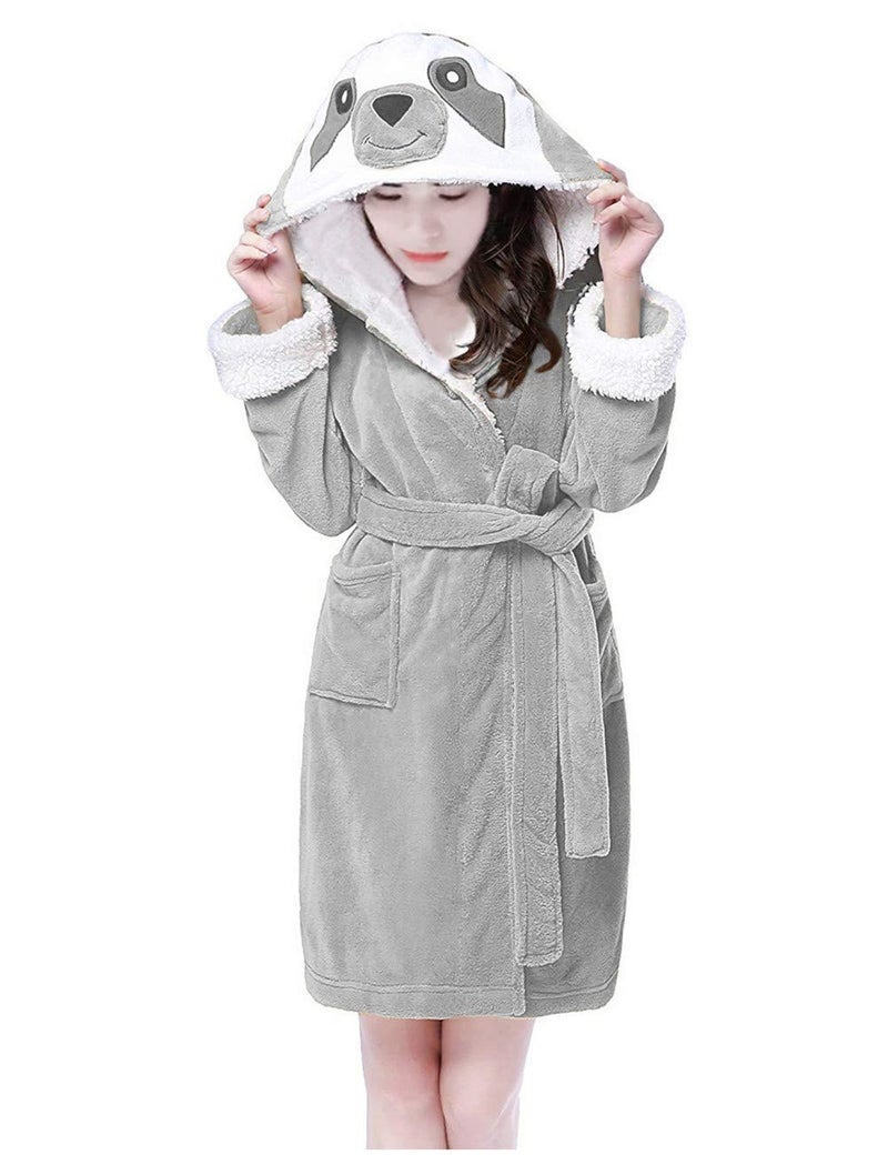 Lifeye Animal Sloth Bathrobe Robes Pajamas Night Gown Gray - Image 1