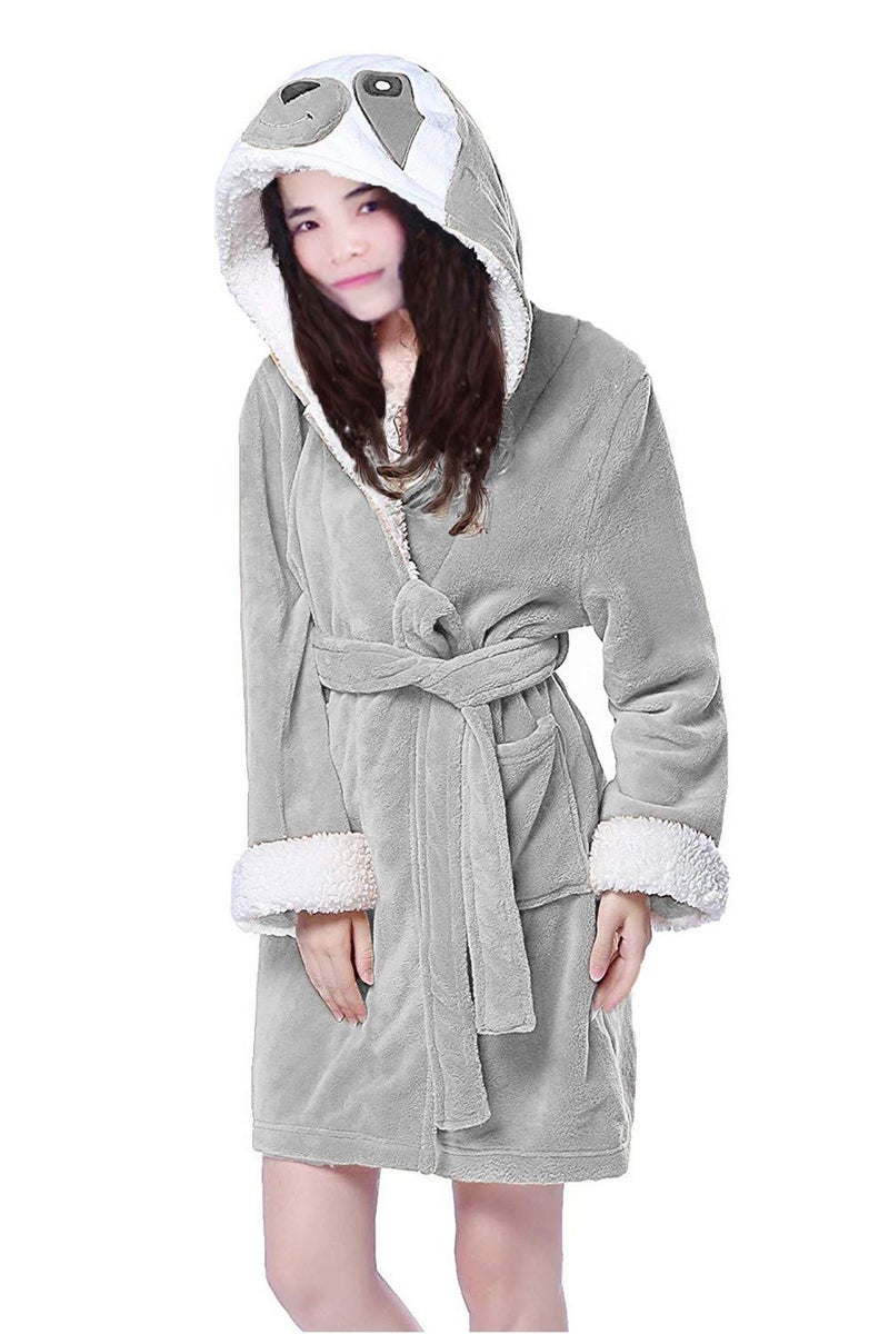 Lifeye Animal Sloth Bathrobe Robes Pajamas Night Gown Gray - Image 2
