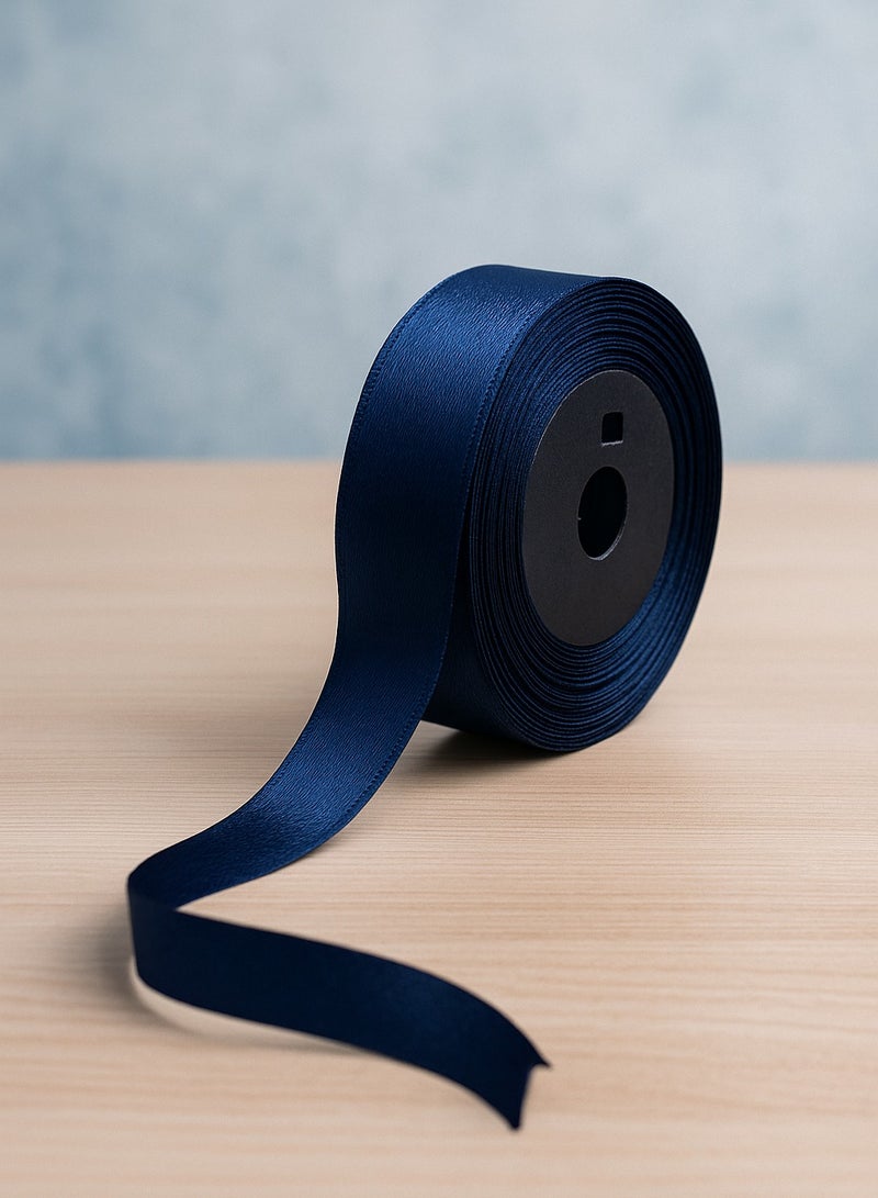 ميلز شريط ساتان أزرق داكن - 2.5 سم × 25 ياردة | شريط زينة وحرفية لتغليف الهدايا - Image 1