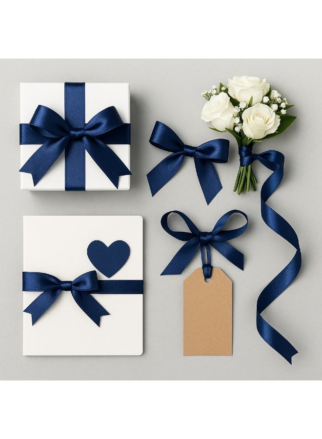 ميلز شريط ساتان أزرق داكن - 2.5 سم × 25 ياردة | شريط زينة وحرفية لتغليف الهدايا - Image 3