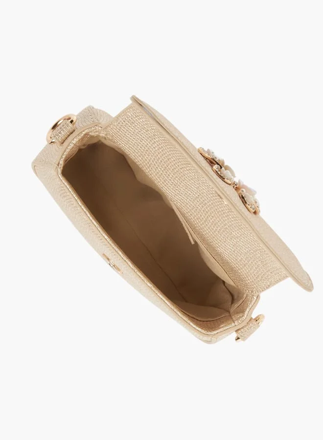 Little Missy Girls Butterfly Embellished Crossbody Bag with Detachable Chain Strap and Button Closure Ramadan Collection