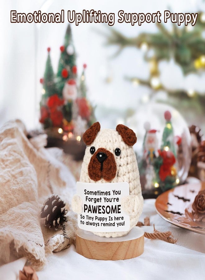Lodeskee Positive Crochet Animals Puppy Gifts, Cute Valentines Gift Handmade Crochet Pug for Women Friend Dog Mom Dad Coworkers Birthday, Emotional Inspirational Support You are Awesome - Image 5