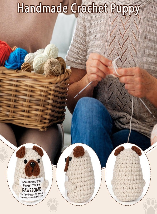 Lodeskee Positive Crochet Animals Puppy Gifts, Cute Valentines Gift Handmade Crochet Pug for Women Friend Dog Mom Dad Coworkers Birthday, Emotional Inspirational Support You are Awesome - Image 3