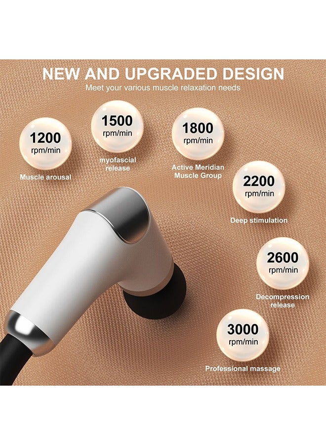 DAKS Upgraded Deep Tissue Massage Gun with Long Handle, 6 Speed Levels, 4 Massage Heads, Quiet Design, 2000mAh Rechargeable Battery for Muscle Pain Relief, Portable Handheld Massager for Back, Neck, and Shoulders  - Image 5