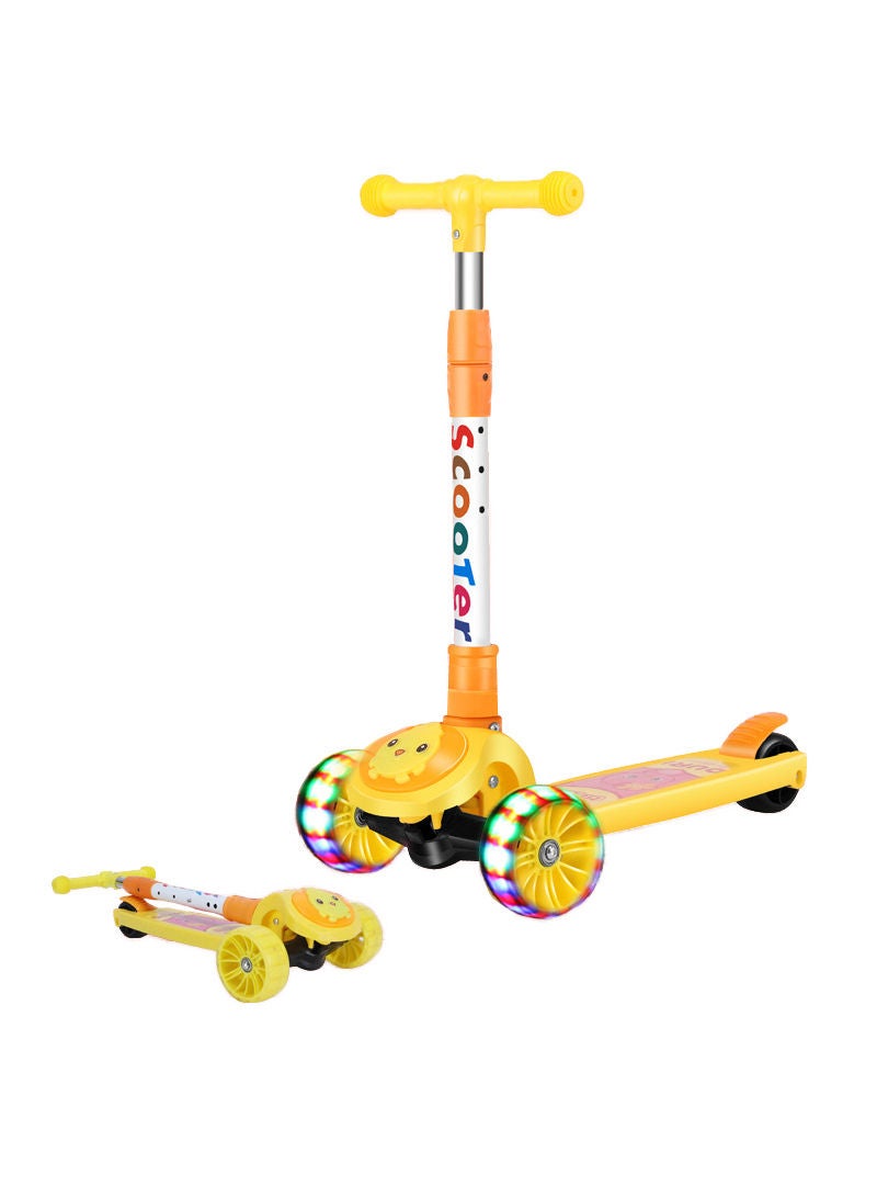 Sharpdo Children's Scooter Ride Led Light Flashing Wheel Adjustable Height Foldable Scooter Outdoor Activities For Boys Girls - Image 1