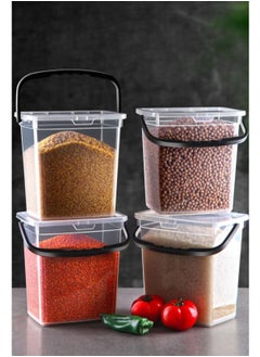 Kitchen Life Food Storage Container 4pcs Set Stackable BPA Free Plastic Kitchen Storage Containers with movable handle durable Lids 