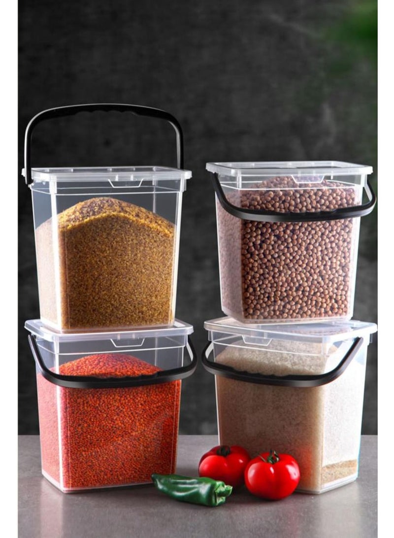 Food Storage Container 4pcs Set Stackable BPA Free Plastic Kitchen Storage Containers with movable handle durable Lids