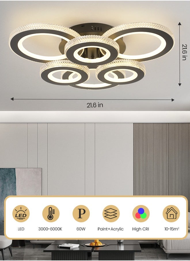 LED Round LED Ceiling Light Fixture, Modern Black Flush Mount Lamp with Remote Control for Bedroom, Living Room, Dining Room, Library, 60W, 3000K-6000K - pzsku/ZA4DE3EADE6BDC098DE1AZ/45/_/1738564871/5ef1c93d-1abf-4873-b24e-4dd059fa6a94