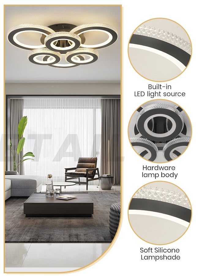 LED Round LED Ceiling Light Fixture, Modern Black Flush Mount Lamp with Remote Control for Bedroom, Living Room, Dining Room, Library, 60W, 3000K-6000K - pzsku/ZA4DE3EADE6BDC098DE1AZ/45/_/1738564881/fd1c1e2d-2cc2-4750-b883-9ed0ad5a5697