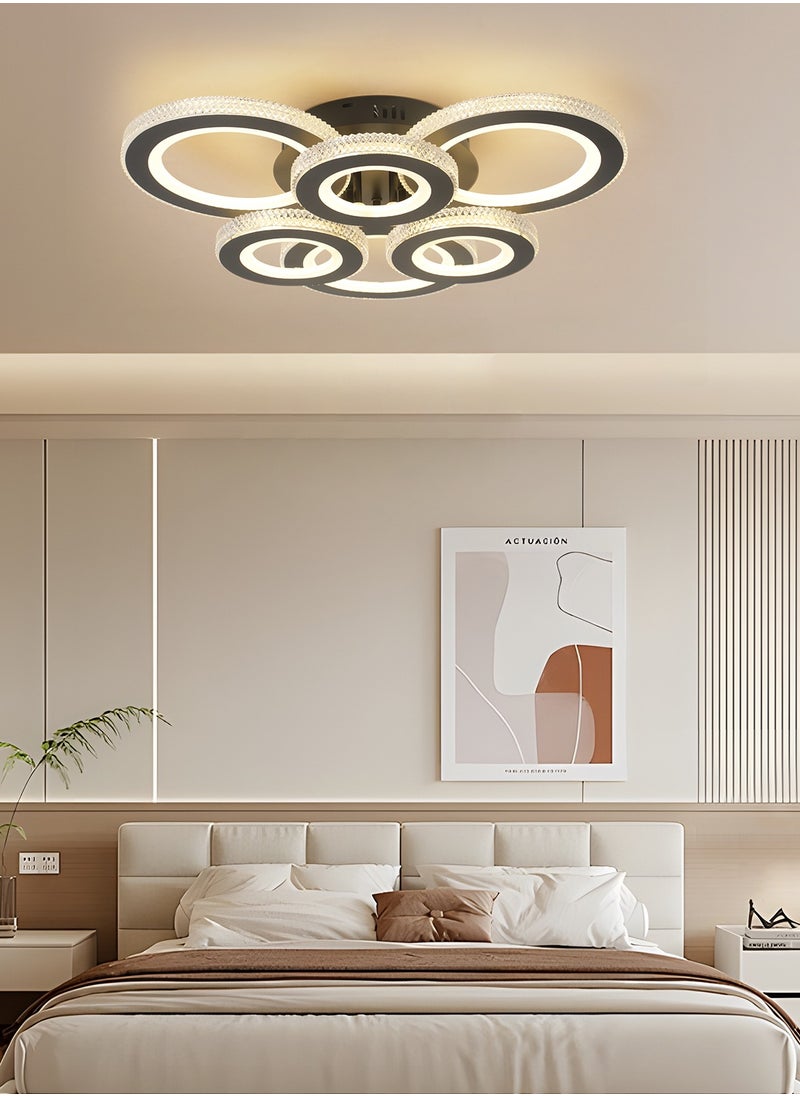 LED Round LED Ceiling Light Fixture, Modern Black Flush Mount Lamp with Remote Control for Bedroom, Living Room, Dining Room, Library, 60W, 3000K-6000K - pzsku/ZA4DE3EADE6BDC098DE1AZ/45/_/1738564892/daa494b9-5c57-4fcc-af5c-12cffb36bcba