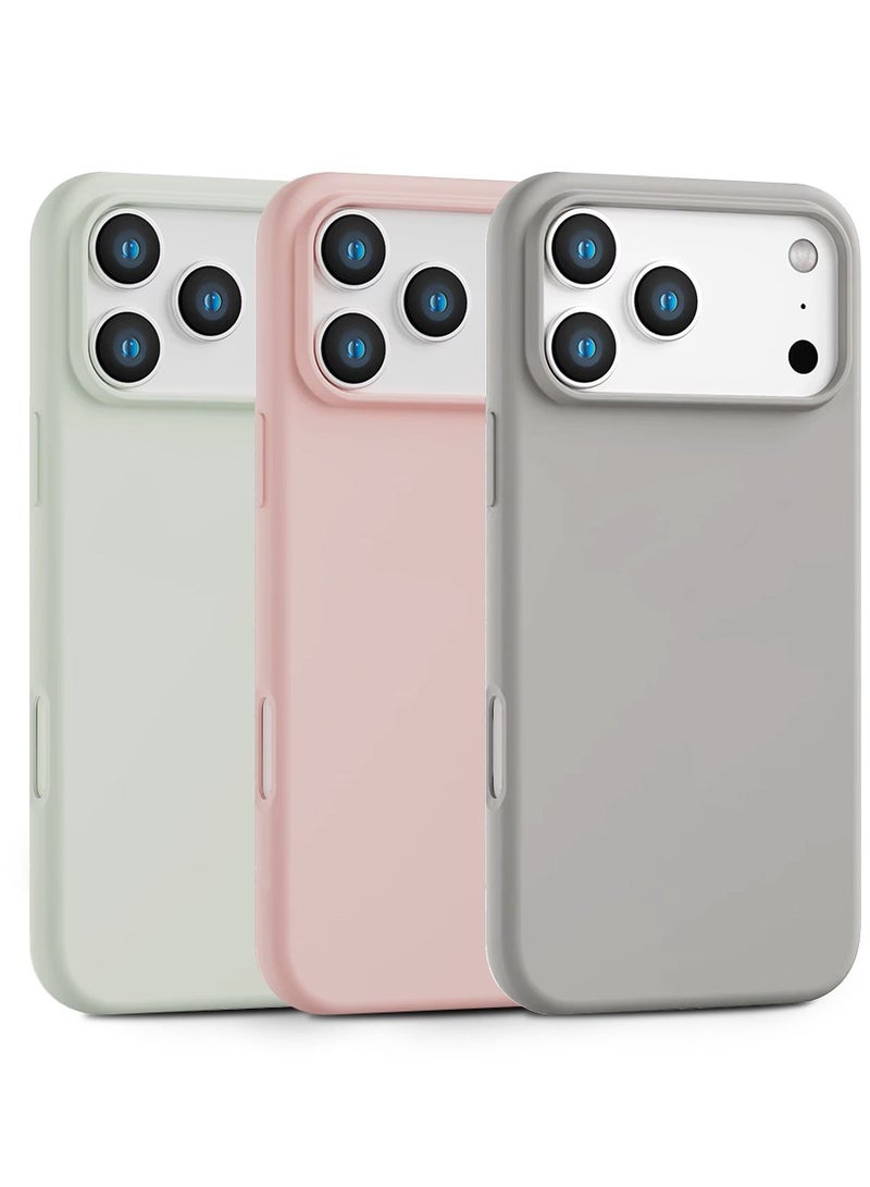 O Ozone Compatible with iPhone 17 Pro Max Case , Slim Liquid Silicone 3 Layers Soft Gel Rubber Shockproof Protective Cover with Anti-Scratch Microfiber Lining- Pink/ Grey/Beige - Image 1