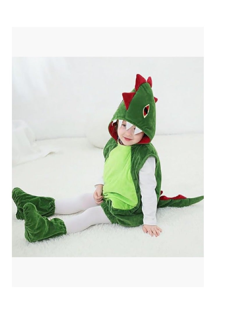 Kids Costume Green Dinosaur Costume with Shoe Covers Cute Stage Performance Costume Animal Fancy Dress for Boys and Girls Birthdays and Parties (M) - Image 4