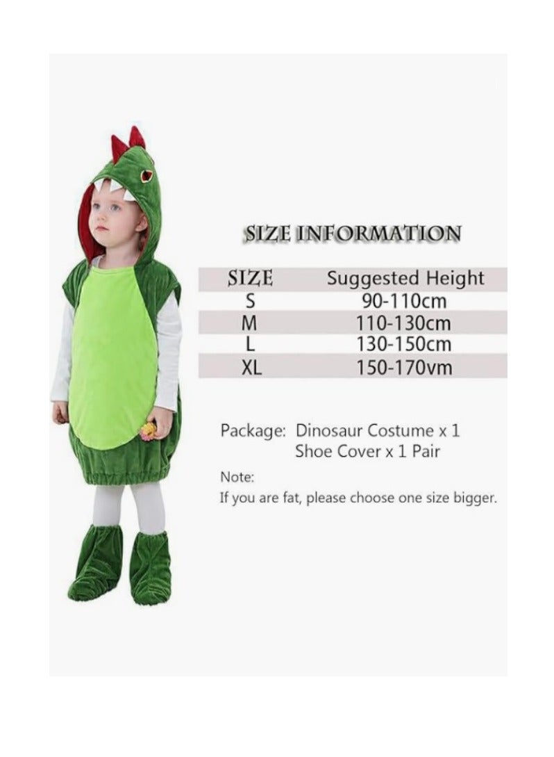 Kids Costume Green Dinosaur Costume with Shoe Covers Cute Stage Performance Costume Animal Fancy Dress for Boys and Girls Birthdays and Parties (M) - Image 2