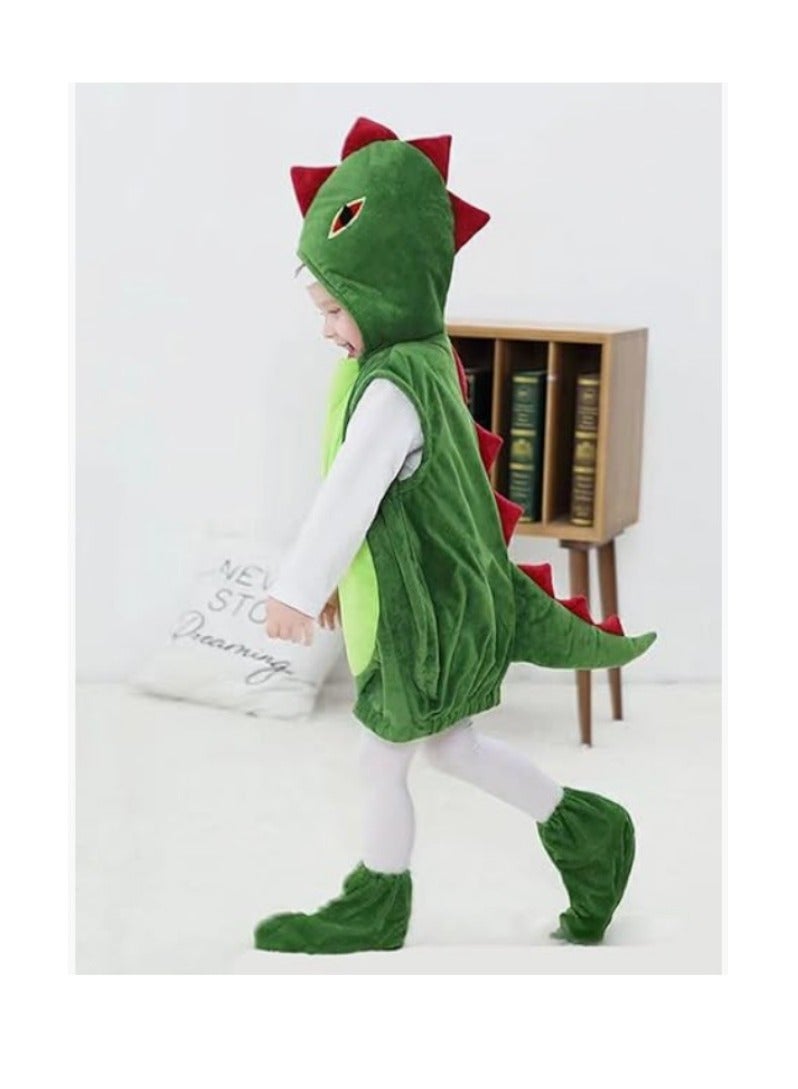 Kids Costume Green Dinosaur Costume with Shoe Covers Cute Stage Performance Costume Animal Fancy Dress for Boys and Girls Birthdays and Parties (M) - Image 5