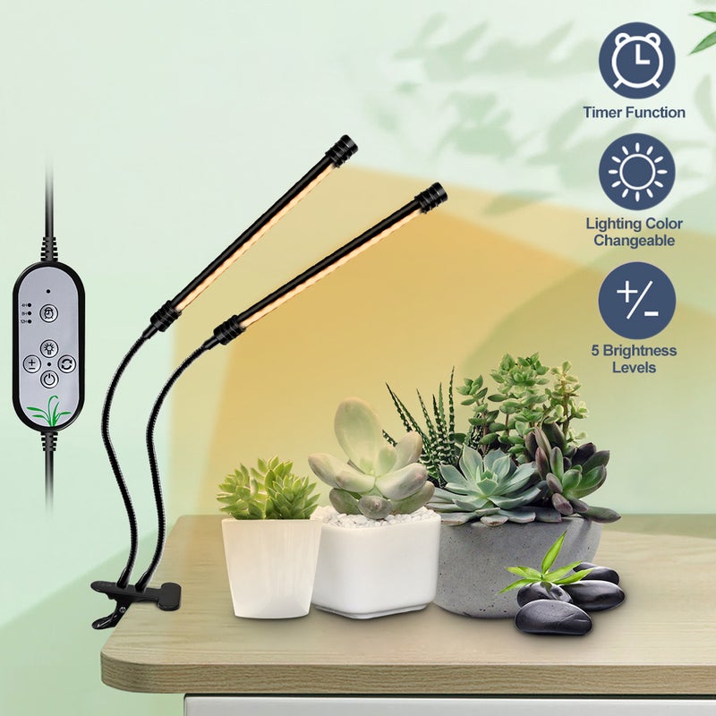 USB Plant Grow Light Sunlight White Full Spectrum Lighting Angle Adjustable Desktop Clamp Growing Lamp for Indoor Plants 5 Dimmable Levels 4/8/12H Timer - Image 2