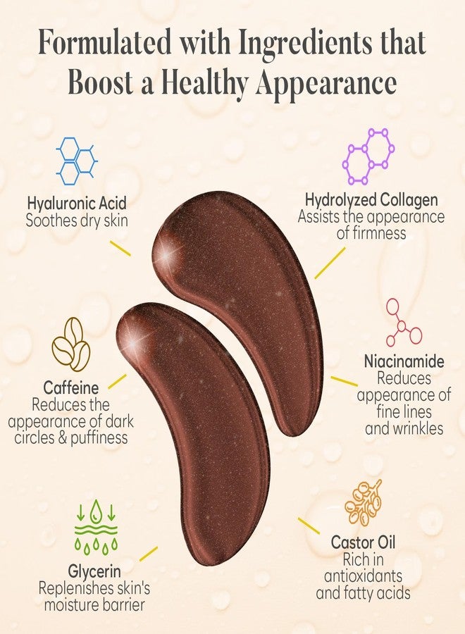 BLOOMORA Caffeine Under Eye Patches(30 Pairs) Under Eye Patches for Dark Circles, Puffy Eyes - Caffeine - Image 2