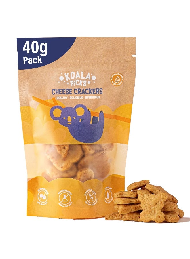 Koala Picks Cheese Crackers – 40g Pack – Crunchy Baked Snack – No Refined Sugar, No Preservatives – Made with Real Cheese & Butter – Healthy Crackers for Kids & Adults - Image 1