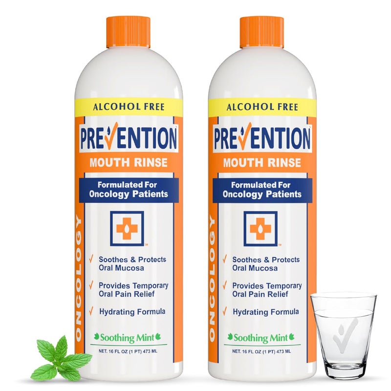 Prevention Oncology Alcohol Free Mouthwash Soothing Gentle Moisturizing Mouthsore and Dry Mouth Mouthwash Specially Formulated for Patients Undergoing Oncology Treatment 16 oz Value 2Pack