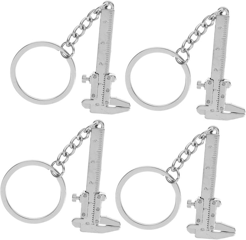 4Pcs Mini Stainless Steel Vernier Caliper Pendant Keychain Portable Measuring Tool - Image 2