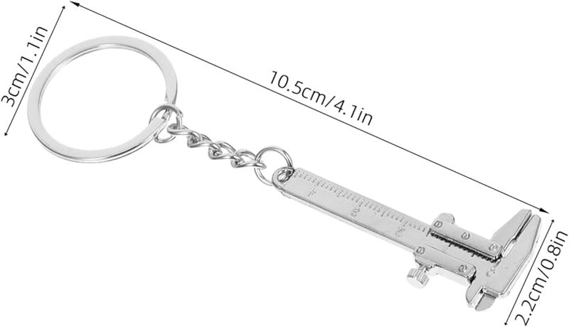 4Pcs Mini Stainless Steel Vernier Caliper Pendant Keychain Portable Measuring Tool - Image 3