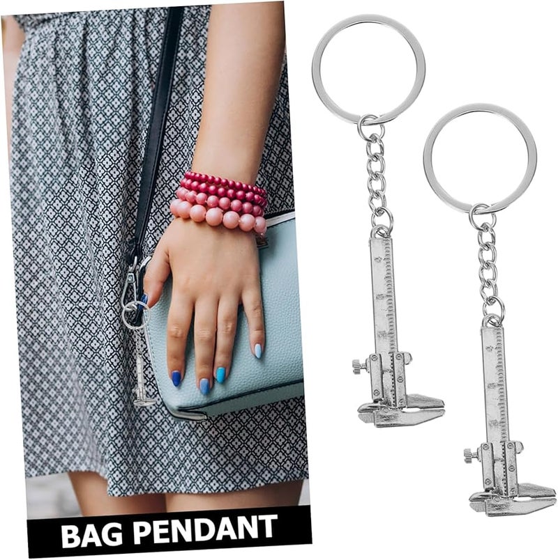 4Pcs Mini Stainless Steel Vernier Caliper Pendant Keychain Portable Measuring Tool - Image 4