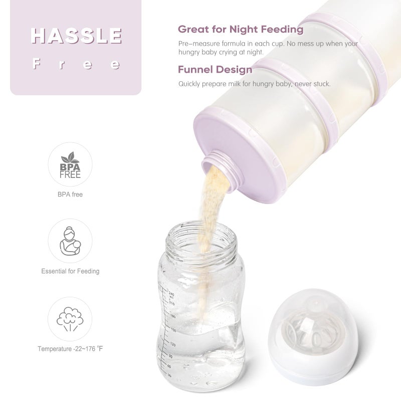 Termichy Stackable Formula Dispenser Portable Milk Powder Container, 2 Pack, Light Purple - Image 5